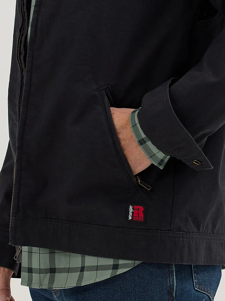 veste de travail wrangler riggs workwear doublée en flanelle noir de jais