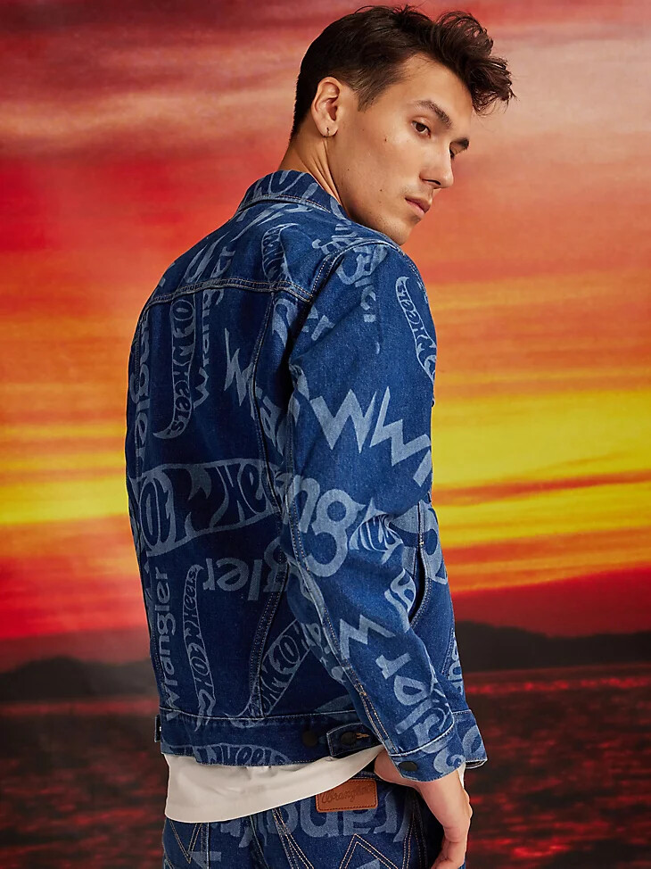 veste en jean wrangler x hot wheels pour homme logo laser bleu moyen
