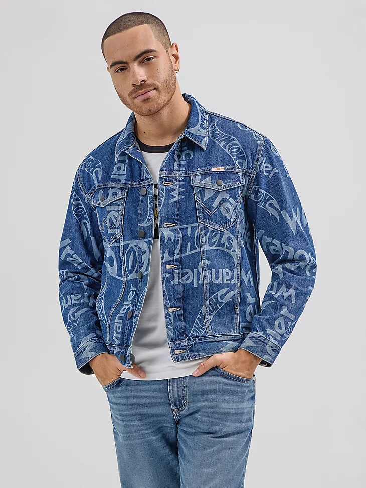 veste en jean wrangler x hot wheels pour homme logo laser bleu moyen