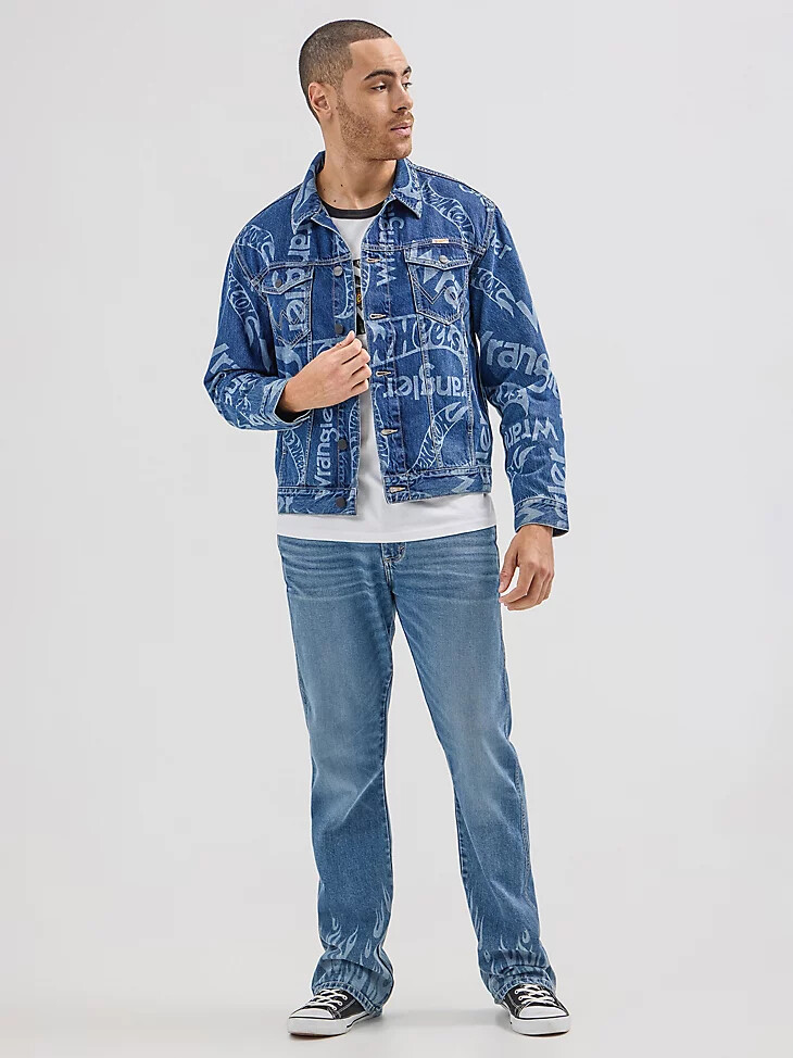 veste en jean wrangler x hot wheels pour homme logo laser bleu moyen