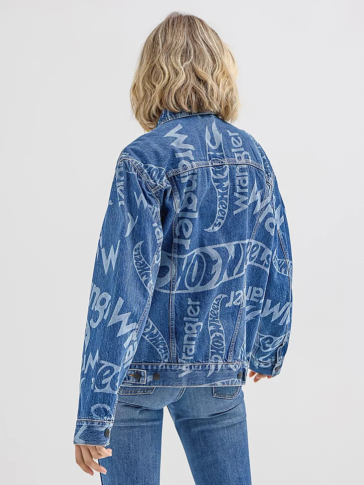 veste en jean wrangler x hot wheels pour homme logo laser bleu moyen