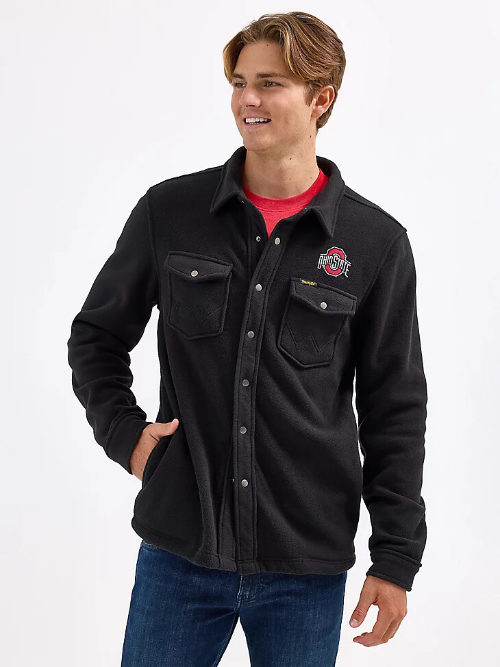 veste polaire western à boutons-pression wrangler collegiate pour homme ohio state
