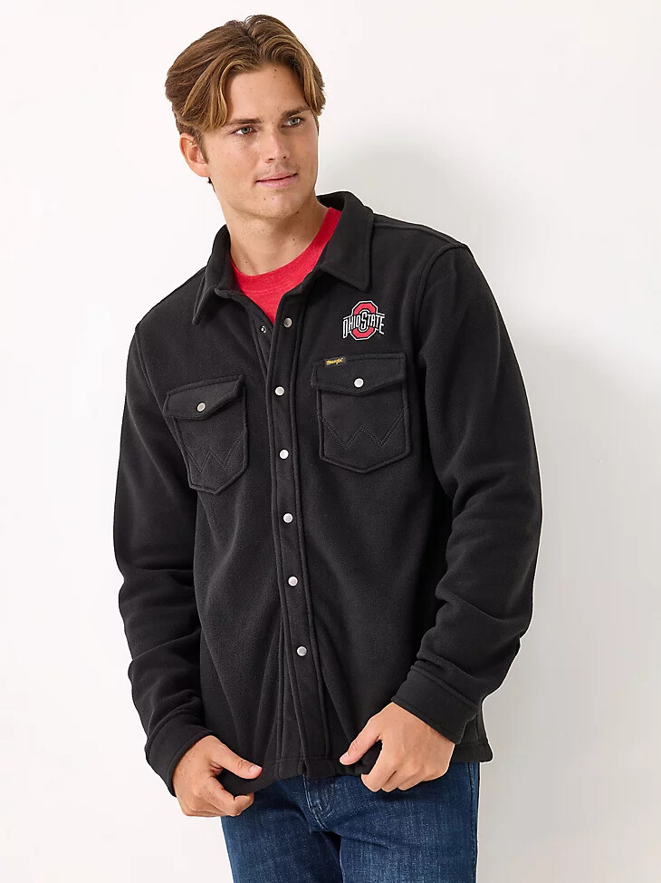 veste polaire western à boutons-pression wrangler collegiate pour homme ohio state
