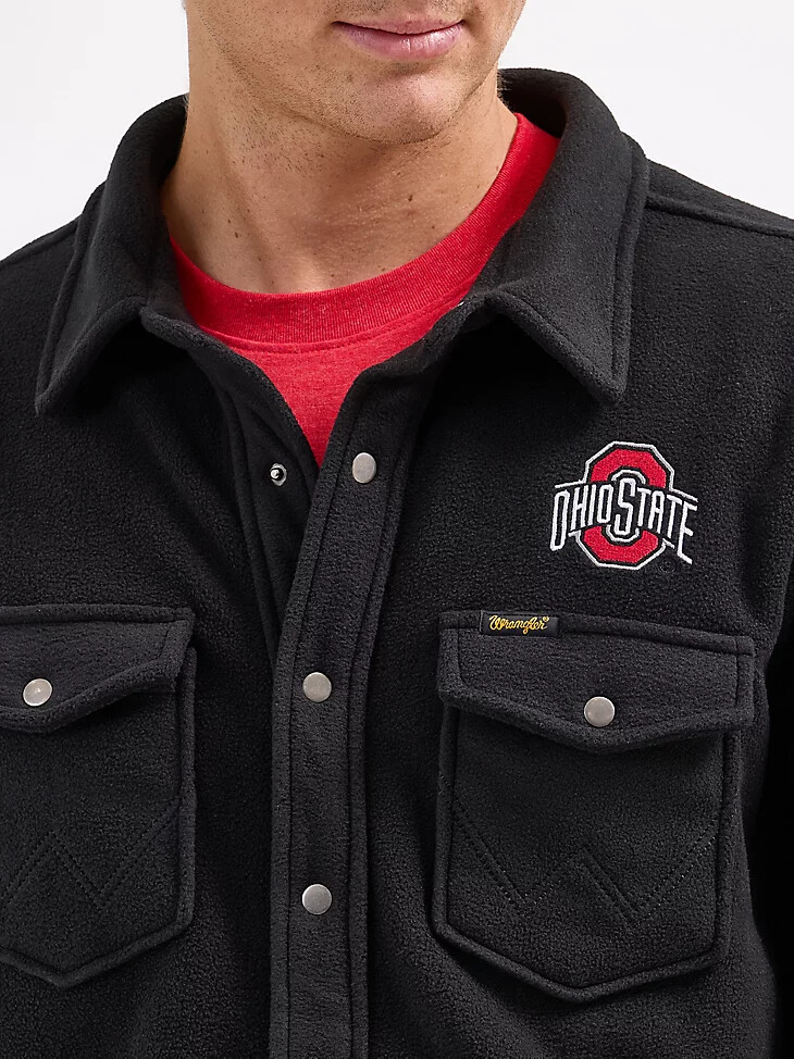 veste polaire western à boutons-pression wrangler collegiate pour homme ohio state