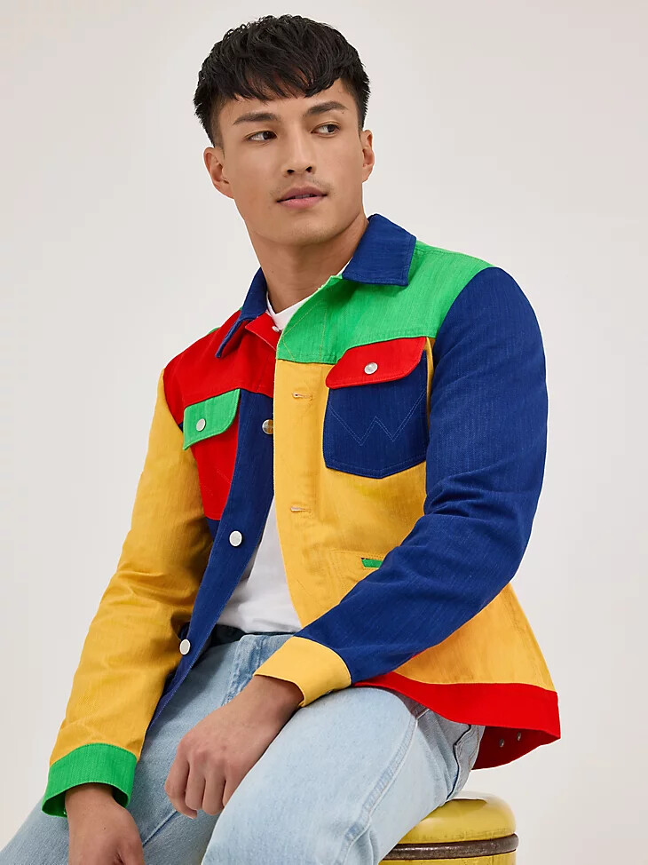 veste en denim wrangler x happy socks daze multicolore