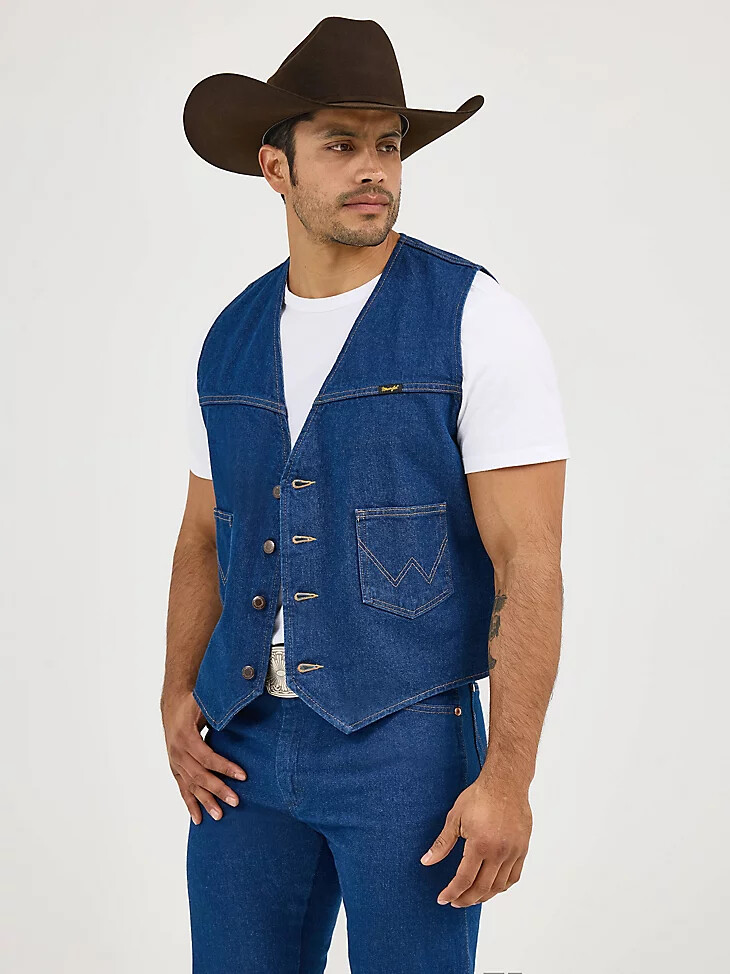 gilet en denim non doublé wrangler prélavé