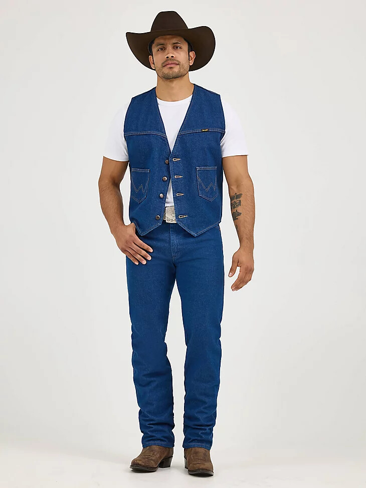 gilet en denim non doublé wrangler prélavé