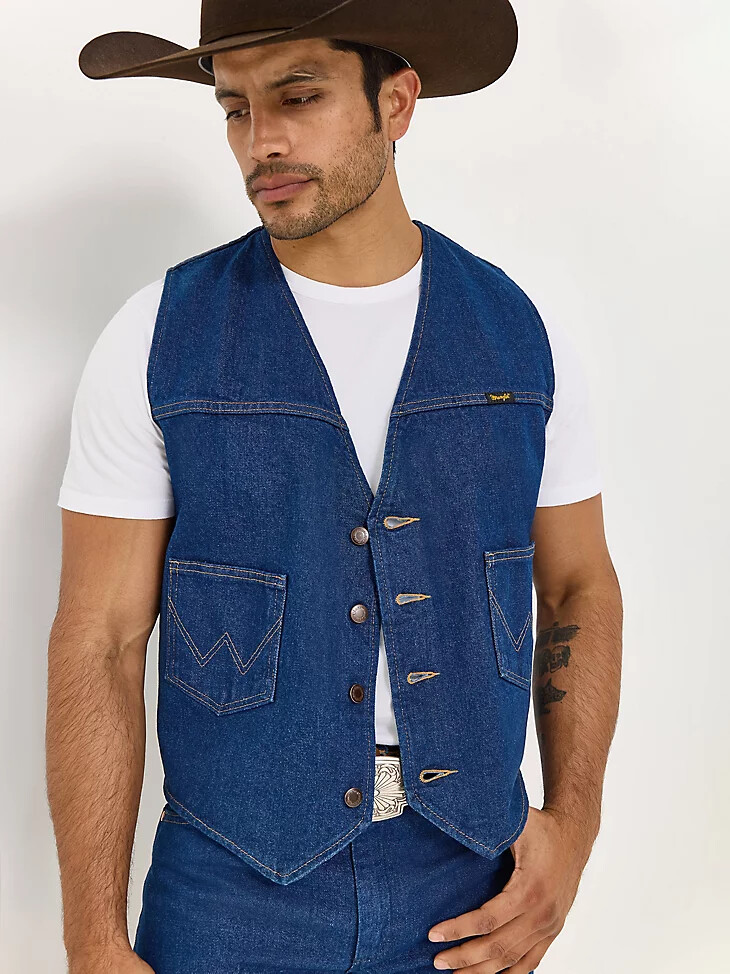 gilet en denim non doublé wrangler prélavé