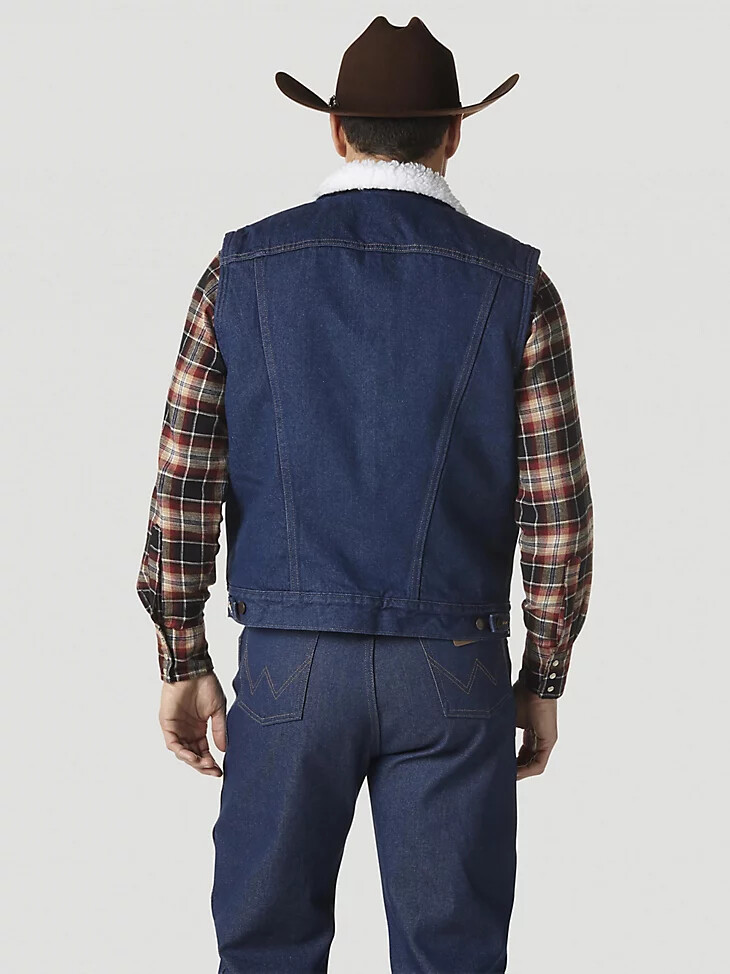 gilet en denim doublé sherpa wrangler ? prélavé