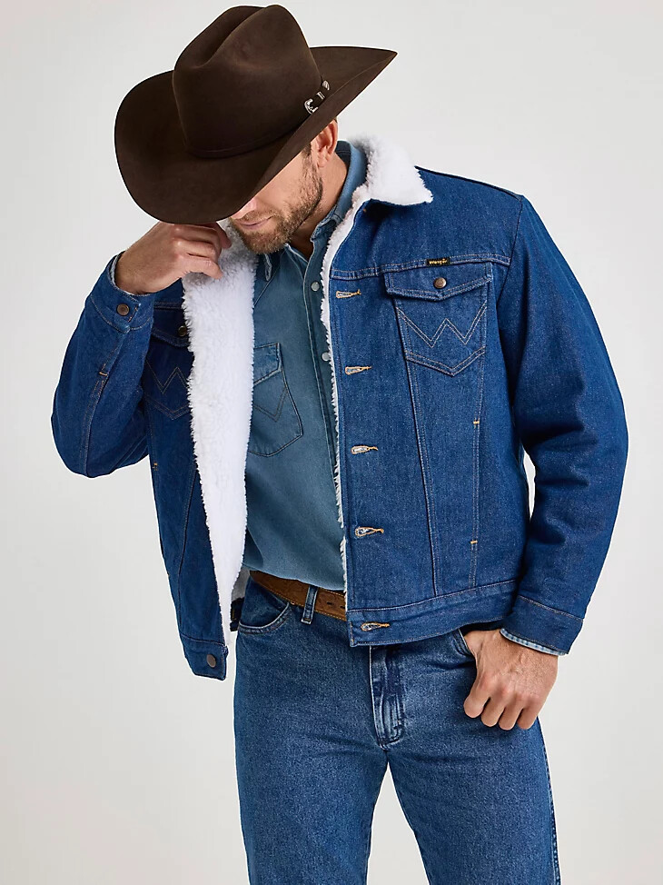 veste en jean wrangler western doublée sherpa