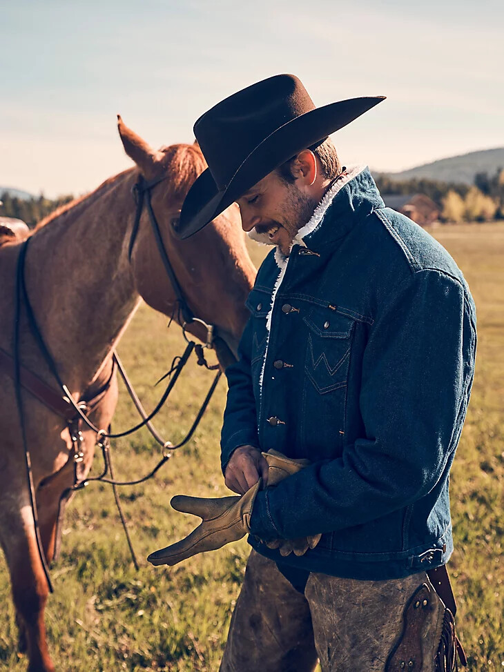 veste en jean wrangler western doublée sherpa