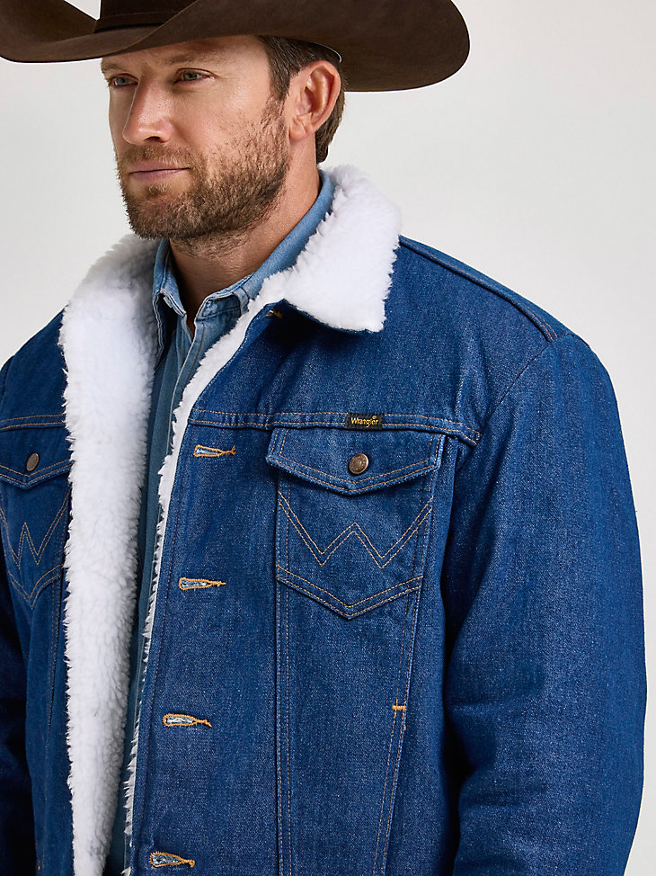 veste en jean wrangler western doublée sherpa