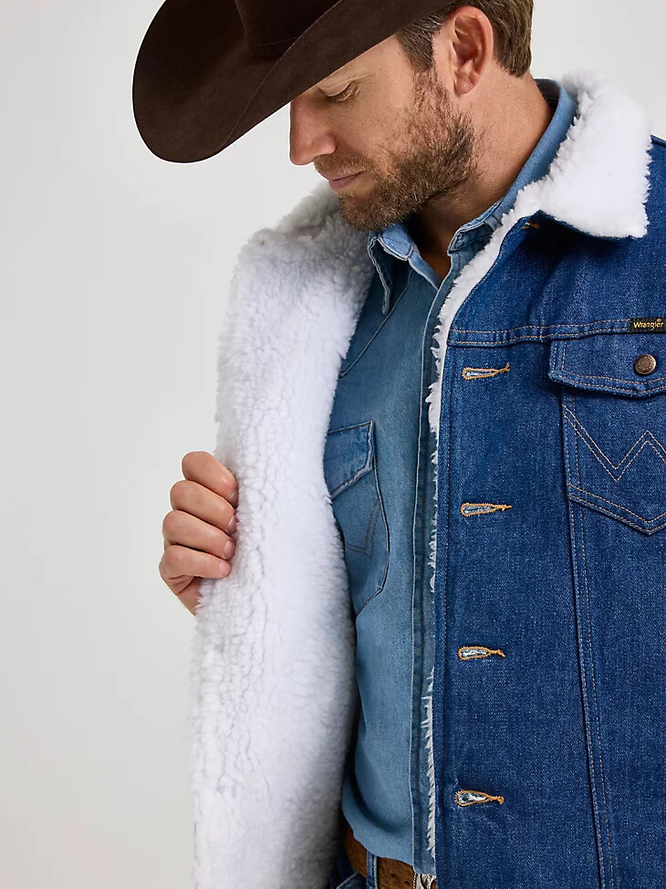 veste en jean wrangler western doublée sherpa
