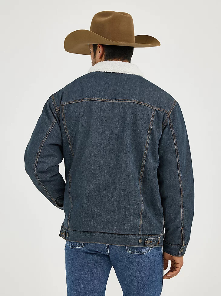 veste en jean wrangler western doublée sherpa style rustique