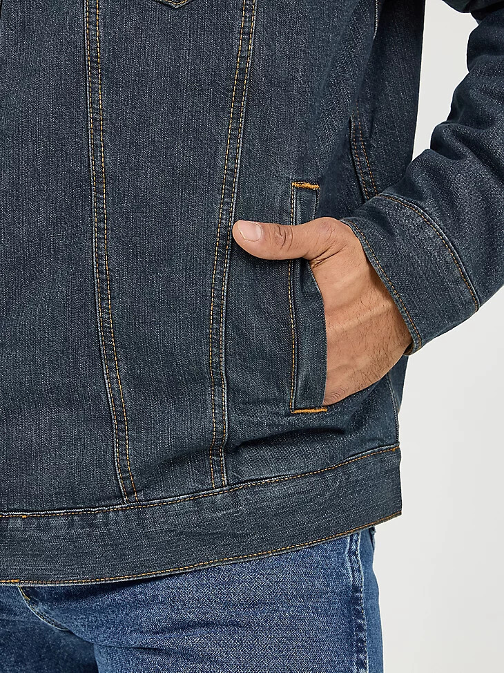 veste en jean wrangler western doublée sherpa style rustique