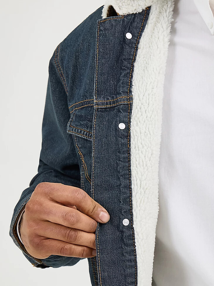 veste en jean wrangler western doublée sherpa style rustique