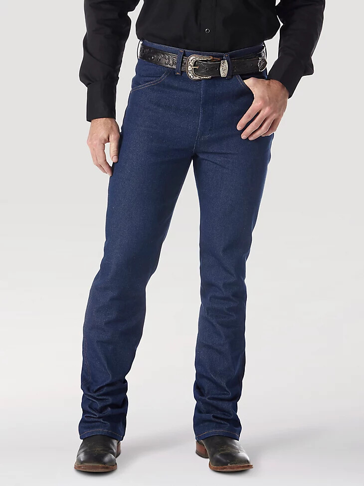 jean wrangler cowboy cut bootcut rigide slim fit bleu marine