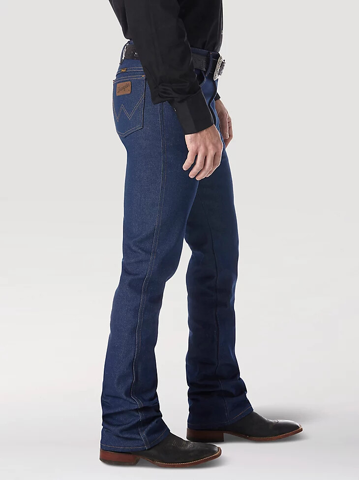 jean wrangler cowboy cut bootcut rigide slim fit bleu marine
