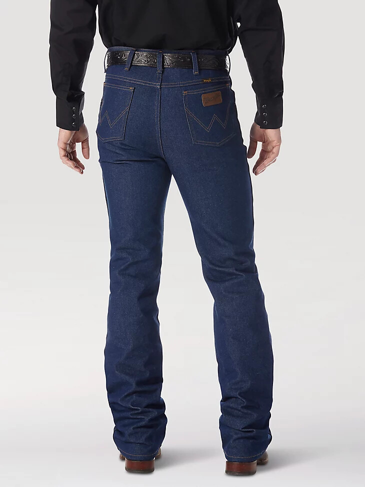 jean wrangler cowboy cut bootcut rigide slim fit bleu marine
