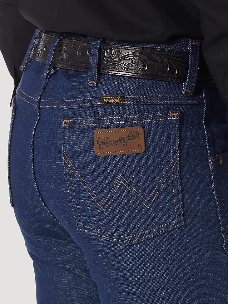 jean wrangler cowboy cut bootcut rigide slim fit bleu marine