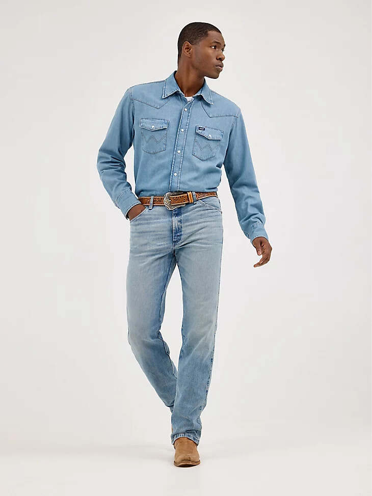 jean wrangler cowboy cut original fit vintage wash bleu authentique