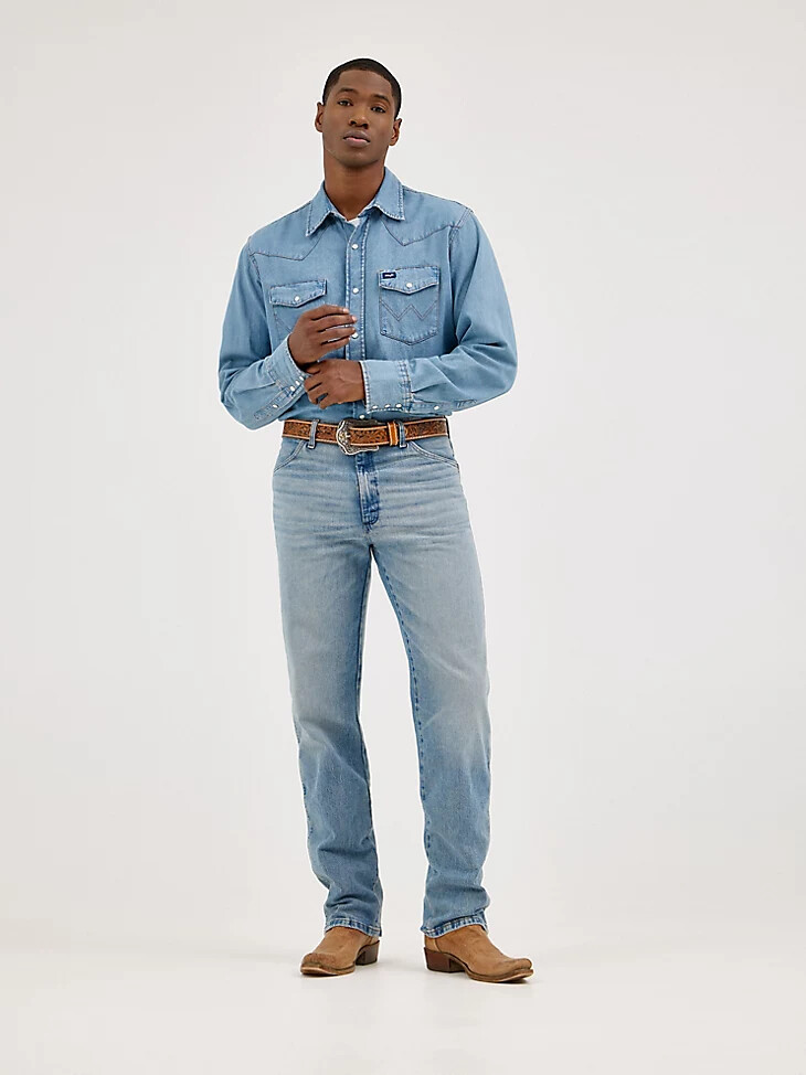jean wrangler cowboy cut original fit vintage wash bleu authentique