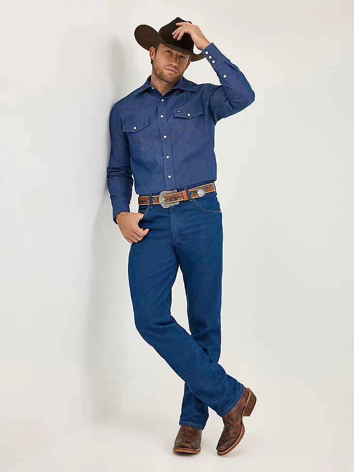 jean wrangler cowboy cut coupe décontractée indigo prélavé