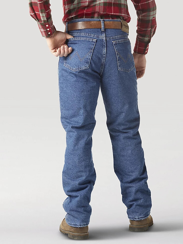 jean thermique wrangler rugged wear délavé à la pierre