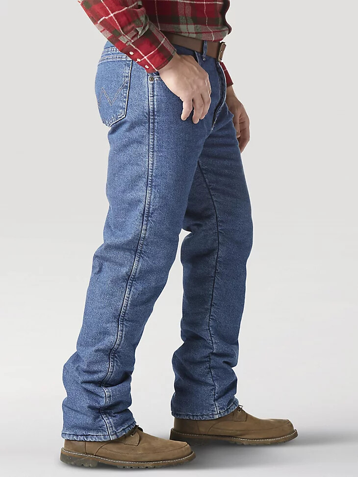 jean thermique wrangler rugged wear délavé à la pierre
