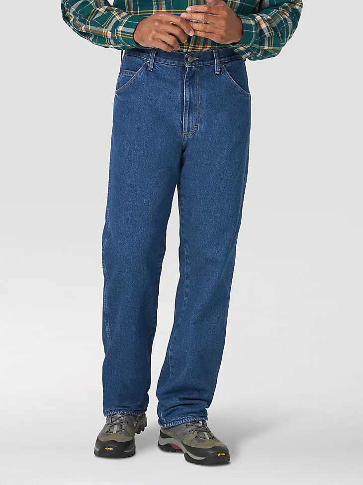 jean wrangler rugged wear doublé polaire coupe décontractée délavé à la pierre