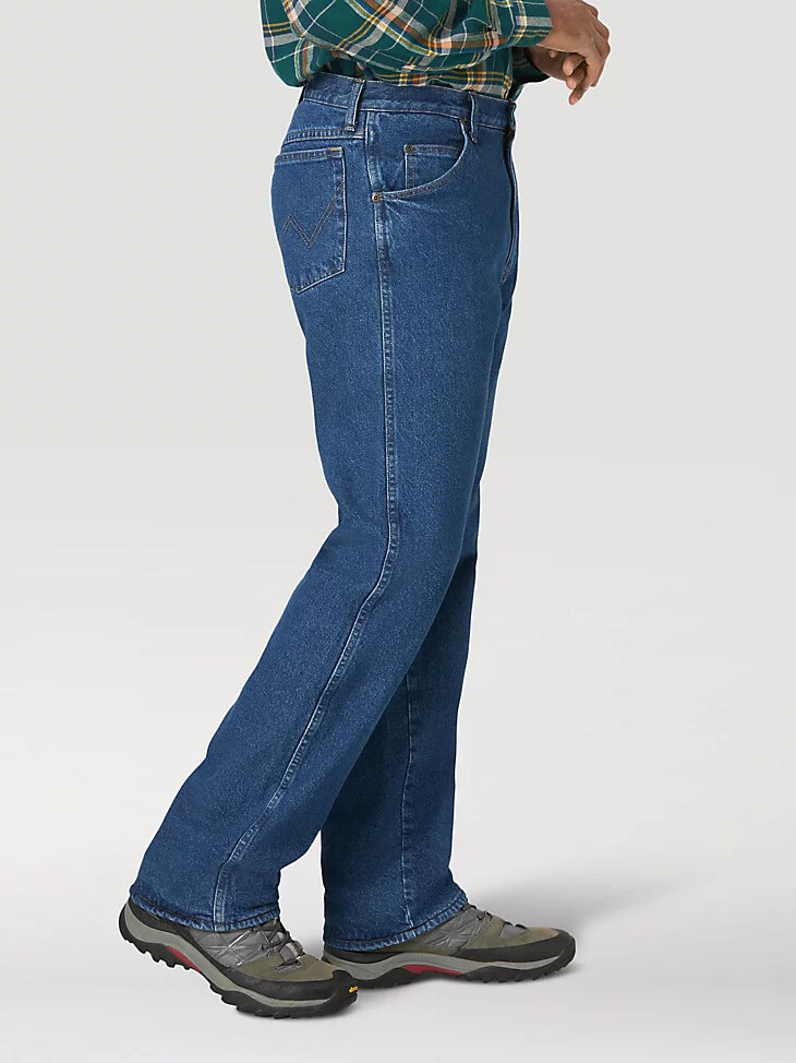 jean wrangler rugged wear doublé polaire coupe décontractée délavé à la pierre