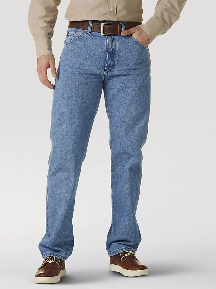 jean wrangler rugged wear coupe classique délavage grossier