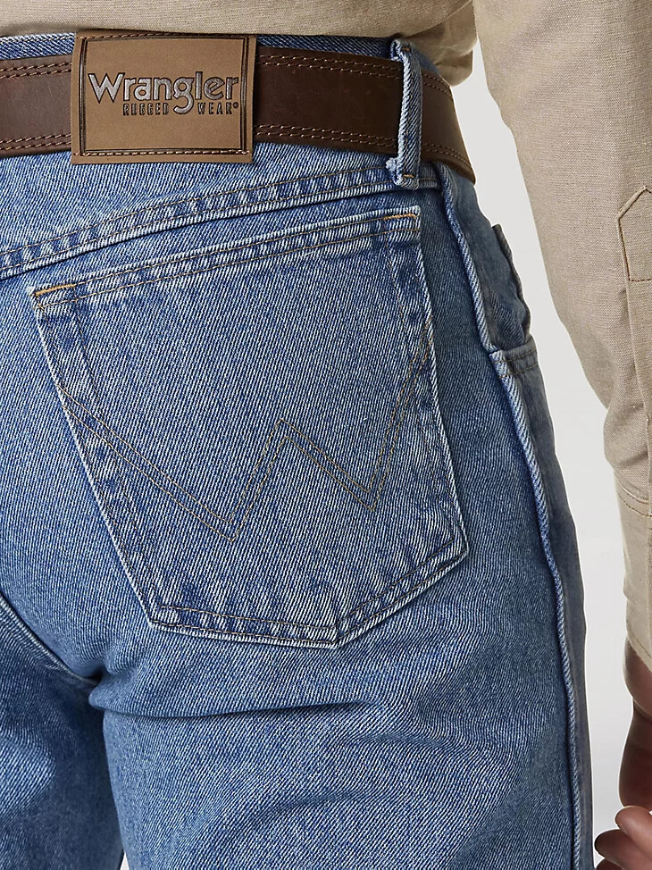 jean wrangler rugged wear coupe classique délavage grossier