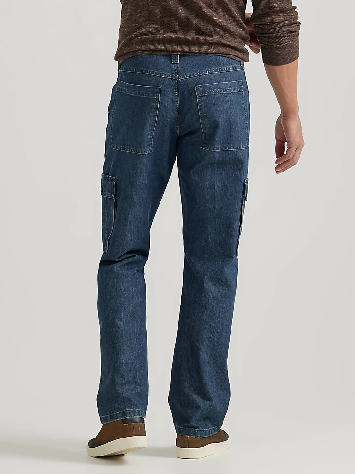 jean cargo wrangler denim coupe ample denim délavé moyen