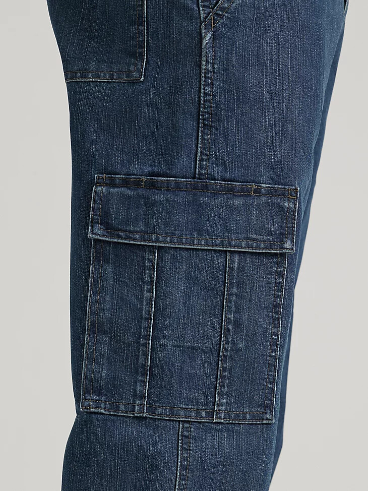 jean cargo wrangler denim coupe ample denim délavé moyen