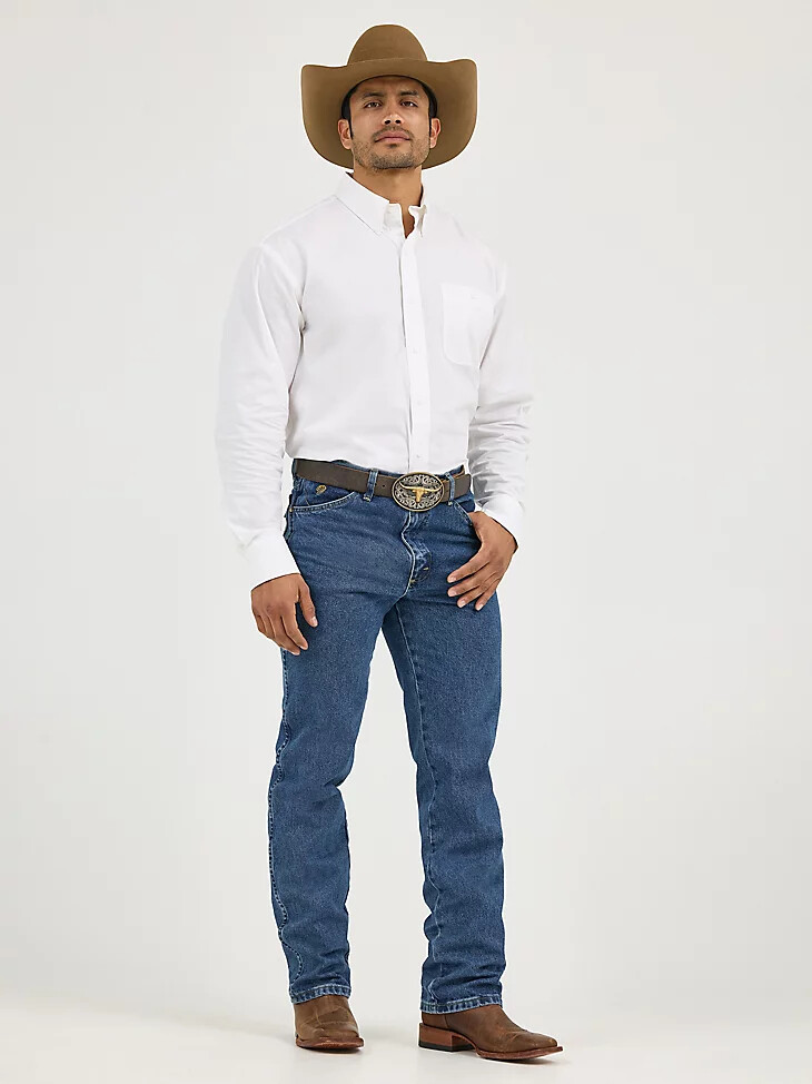 jean george strait cowboy cut coupe slim en denim épais couleur pierre