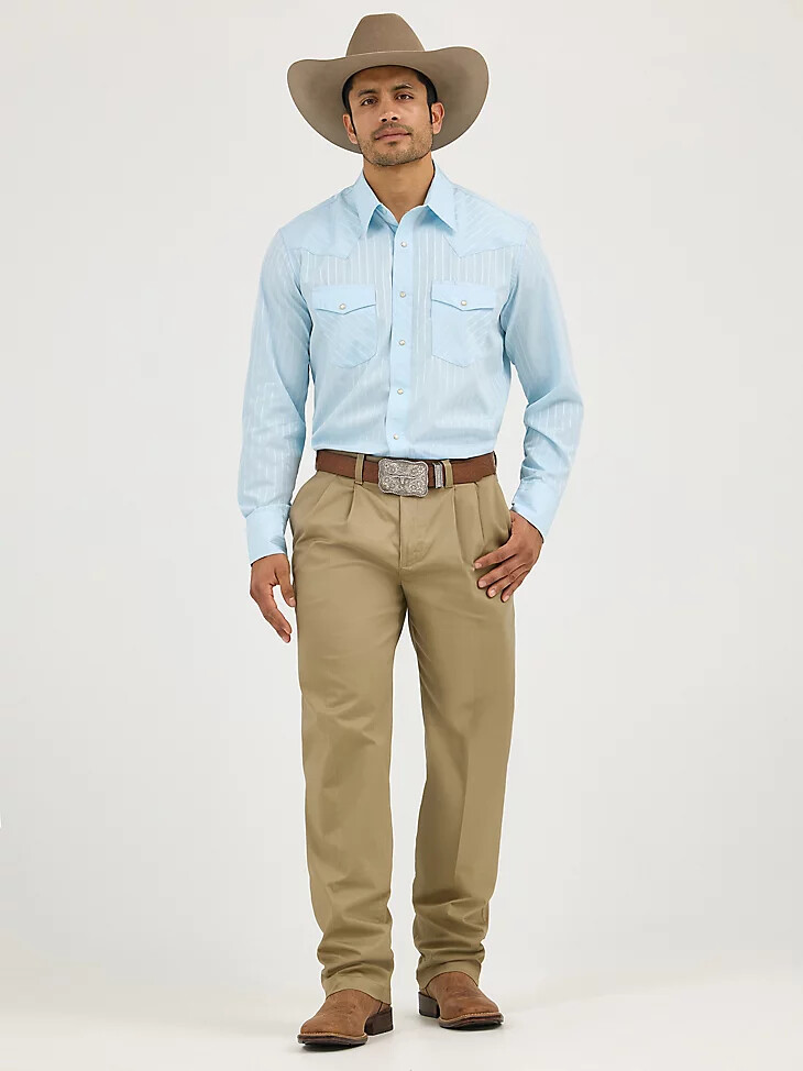 pantalon wrangler casuals pour homme coupe décontractée plis sur le devant kaki
