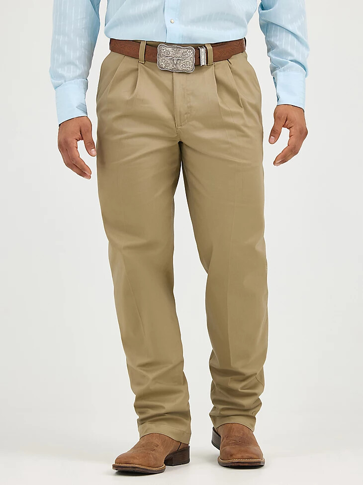pantalon wrangler casuals pour homme coupe décontractée plis sur le devant kaki