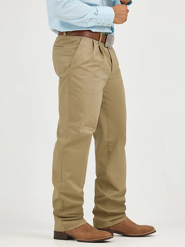 pantalon wrangler casuals pour homme coupe décontractée plis sur le devant kaki
