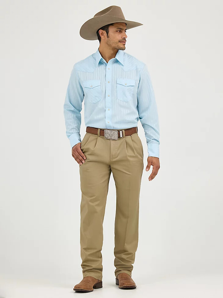 pantalon wrangler casuals pour homme coupe décontractée plis sur le devant kaki