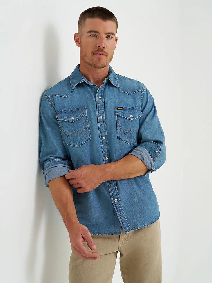 chemise en jean homme iconic cowboy wash lake wash