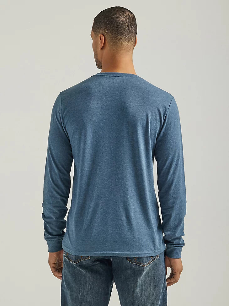 t-shirt graphique à manches longues george strait pour homme bleu marine chiné