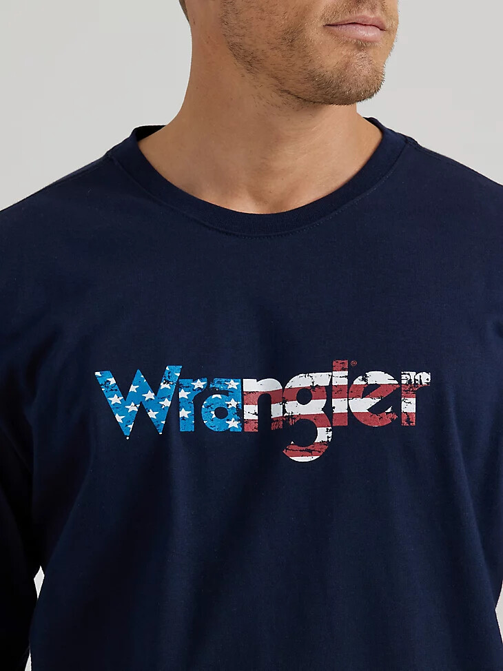 t-shirt graphique à manches longues wrangler fr ignifugé motif drapeau marine