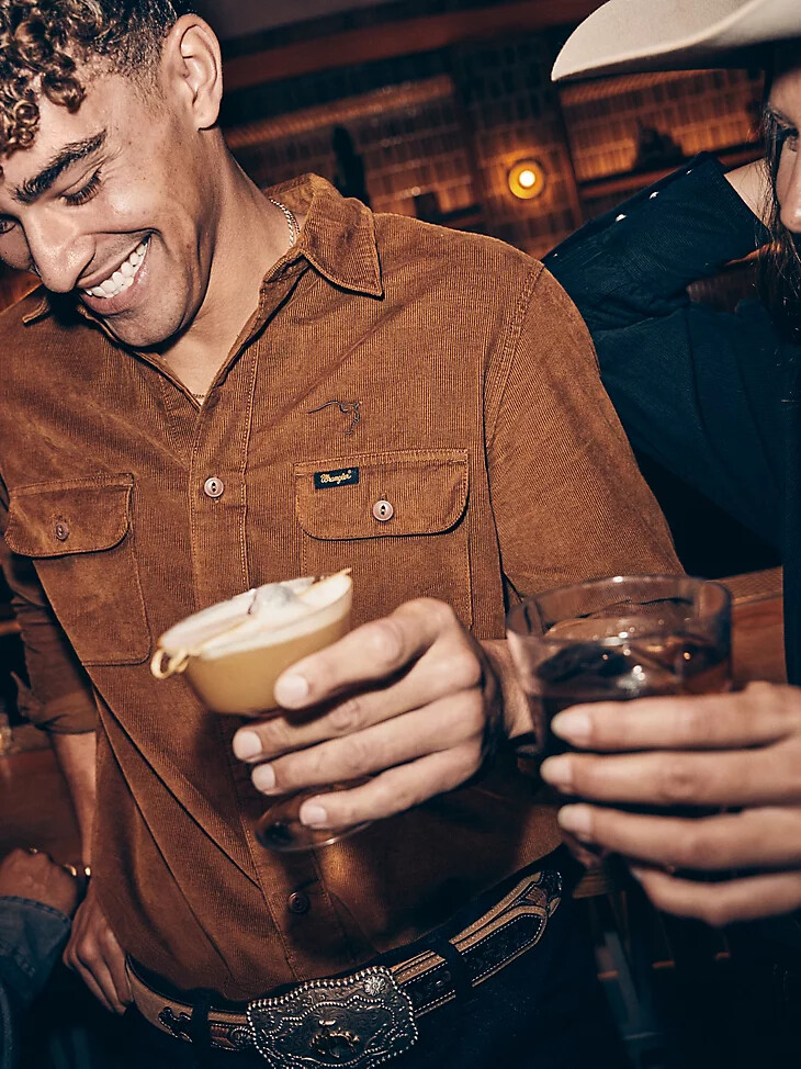 chemise en velours côtelé pour homme wrangler x buffalo trace style rétro