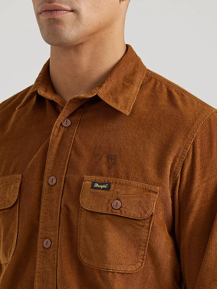 chemise en velours côtelé pour homme wrangler x buffalo trace style rétro