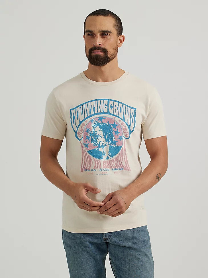 t-shirt graphique counting crows pour homme couleur avoine