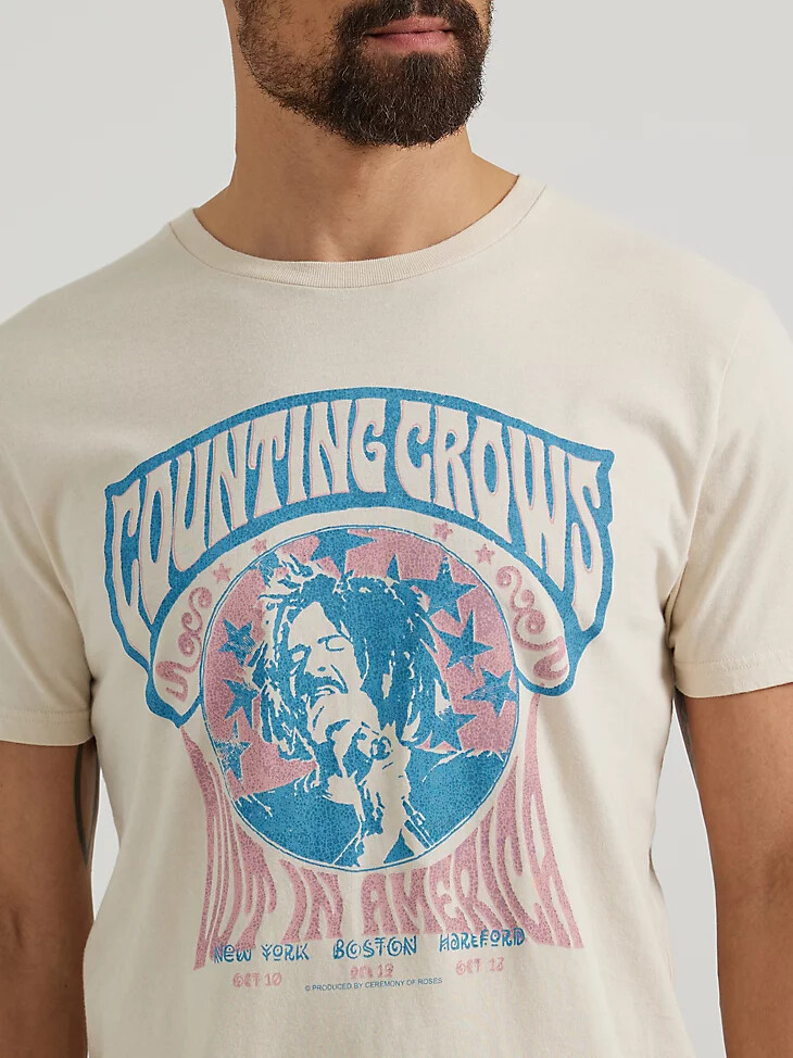 t-shirt graphique counting crows pour homme couleur avoine