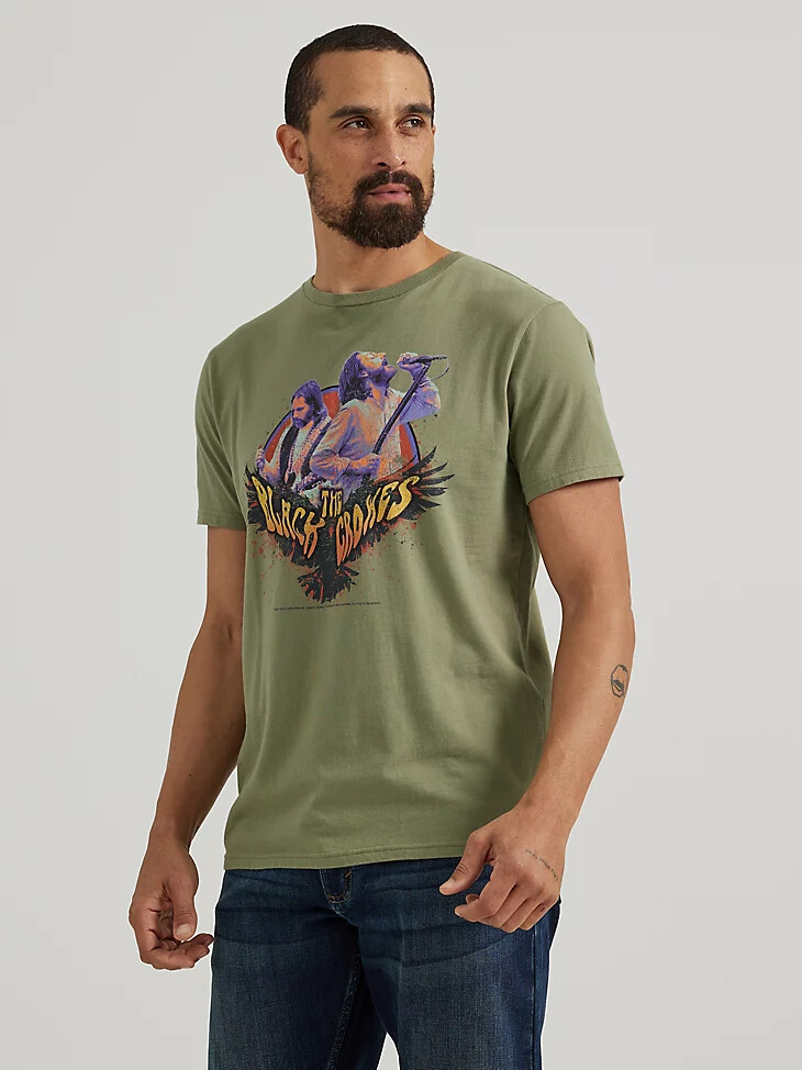 t-shirt graphique black crows concert pour homme vert lichen foncé