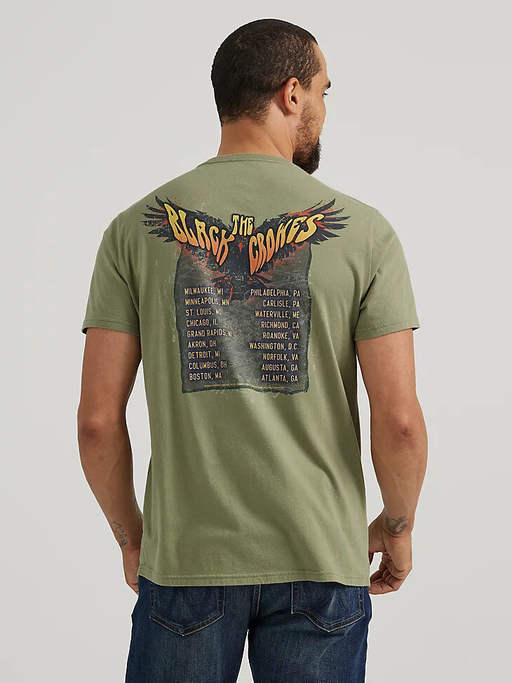 t-shirt graphique black crows concert pour homme vert lichen foncé