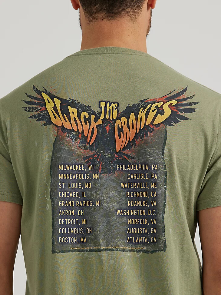 t-shirt graphique black crows concert pour homme vert lichen foncé